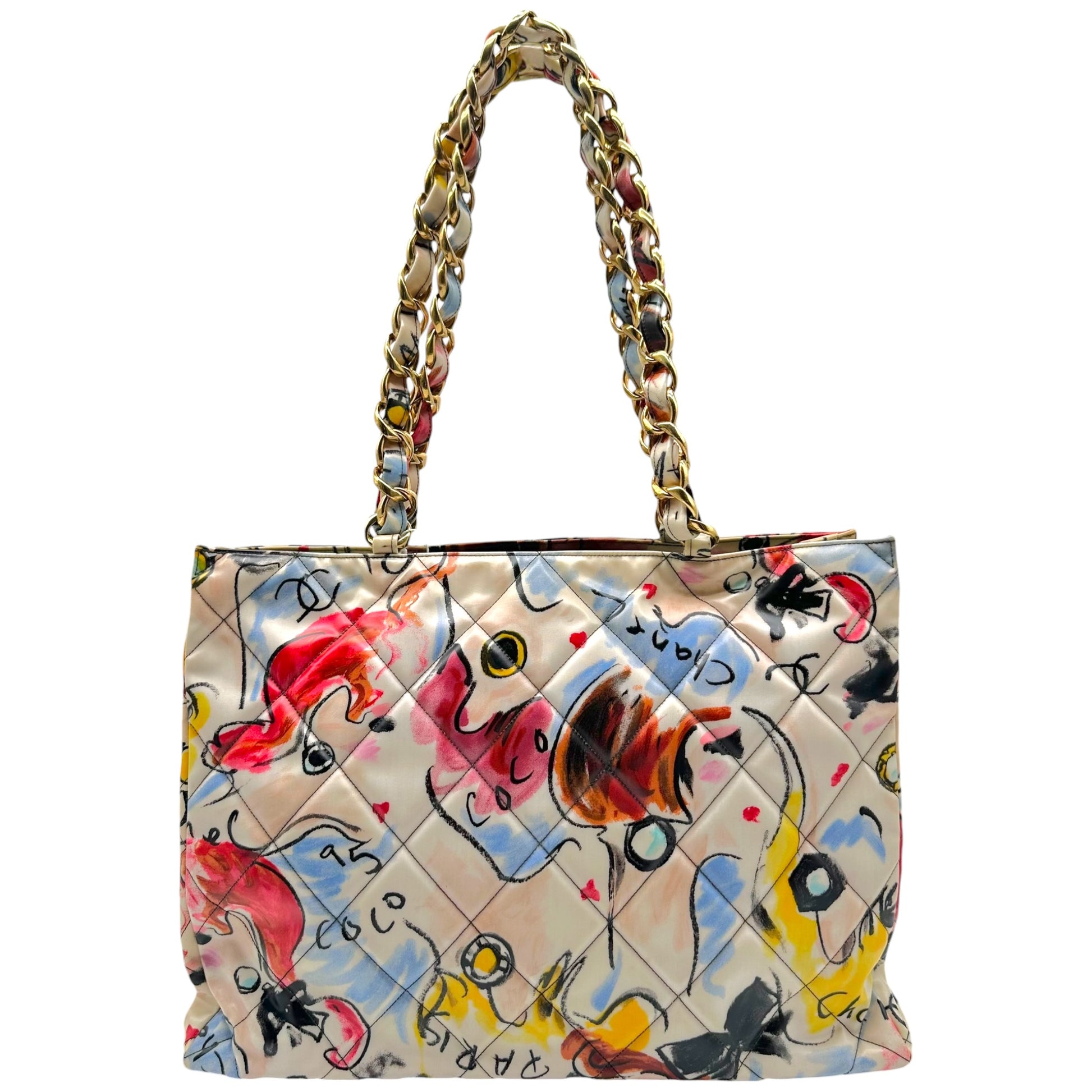 Chanel Multicolor Coated Canvas Tote Bag with CC Logo
