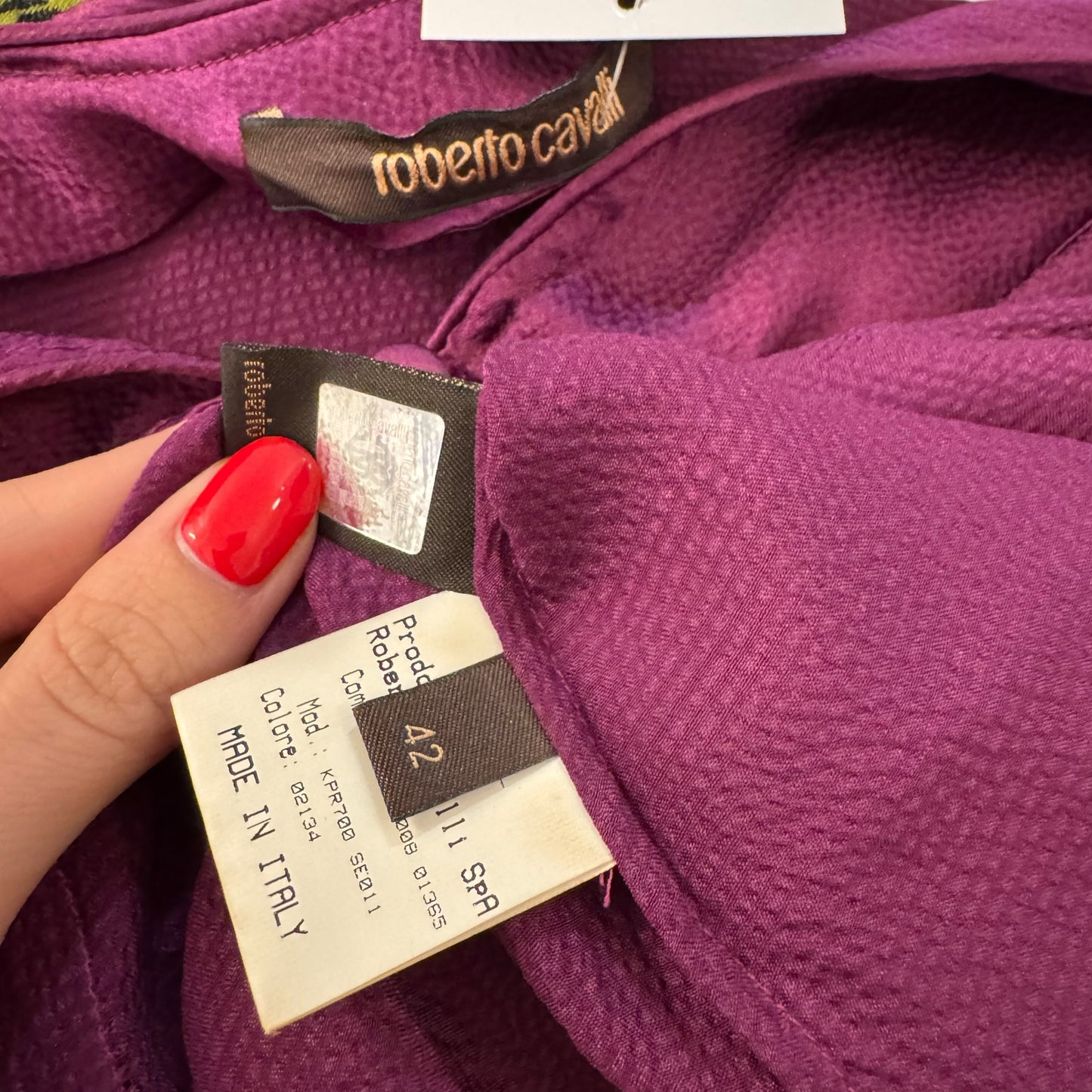 Roberto Cavalli Purple Silk Beaded Sleeve Dolman Blouse