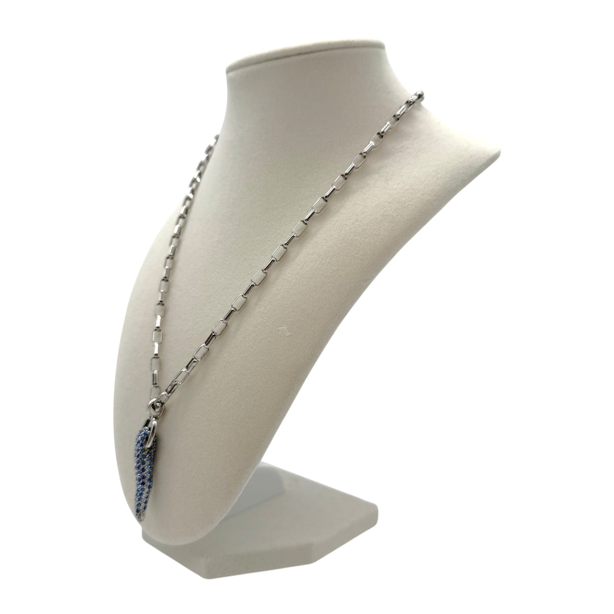 Dolce & Gabbana Sterling Silver & Blue Crystal Horn Necklace