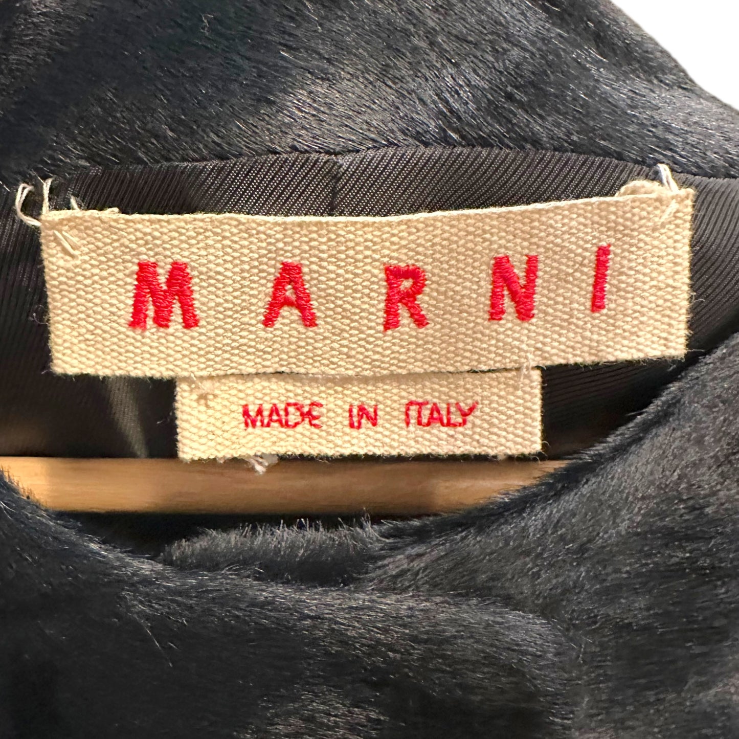 Marni Black Ponyhair 3/4 Sleeve Coat