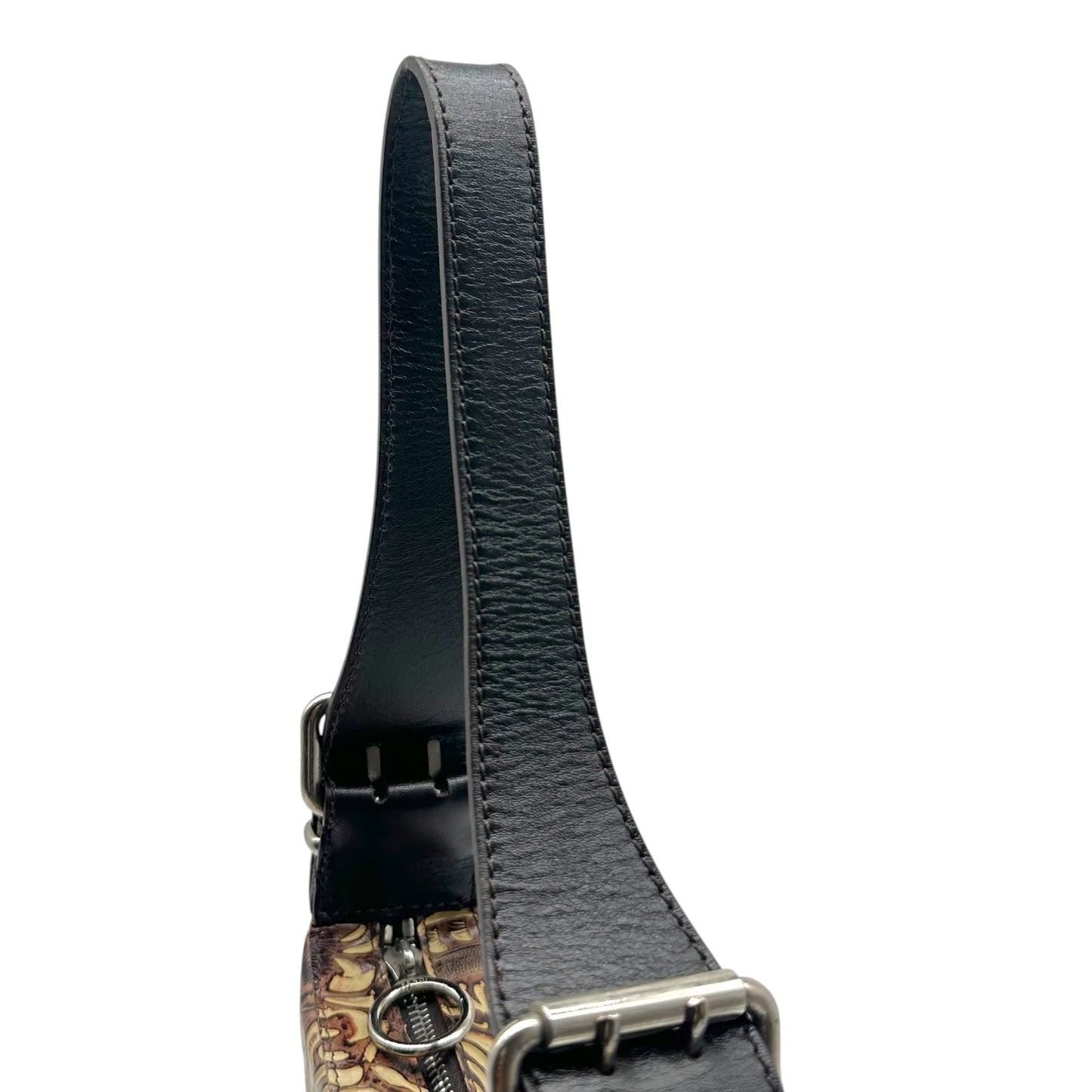 Fendi Medium Oyster Shoulder Bag Brown Floral Embossed Leather