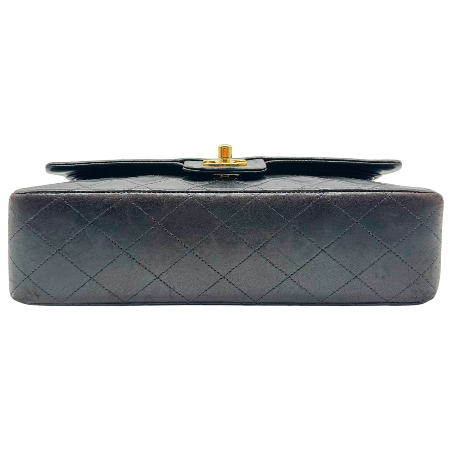 Chanel Black Matelasse Lambskin & Gold Medium Classic Double Flap Bag 1994-96