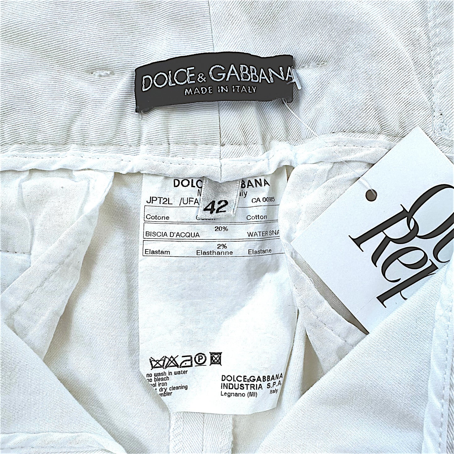 Dolce & Gabbana Snakeskin Trim White Pants