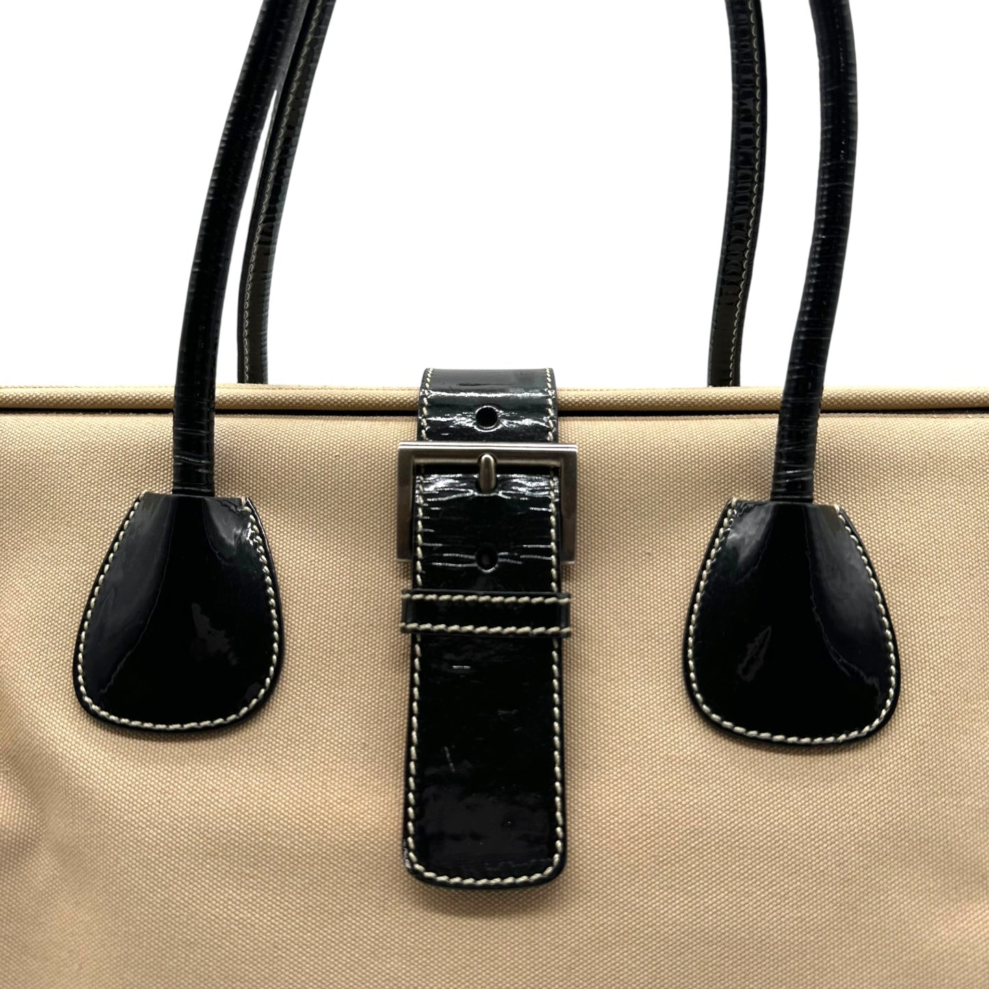 Prada Ivory & Patent Leather Doctors Bag