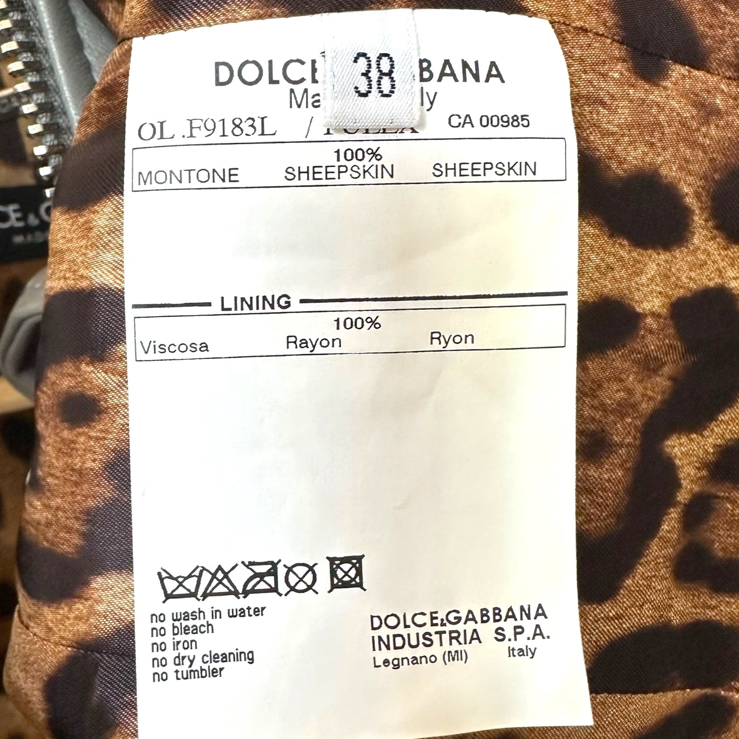 Dolce & Gabbana Gray Leather Jacket w/ Logo Charms