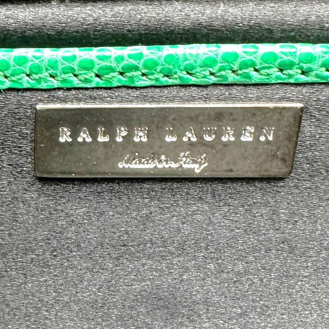 Ralph Lauren Collection Green Lizard & Crystal East-West Clutch Bag