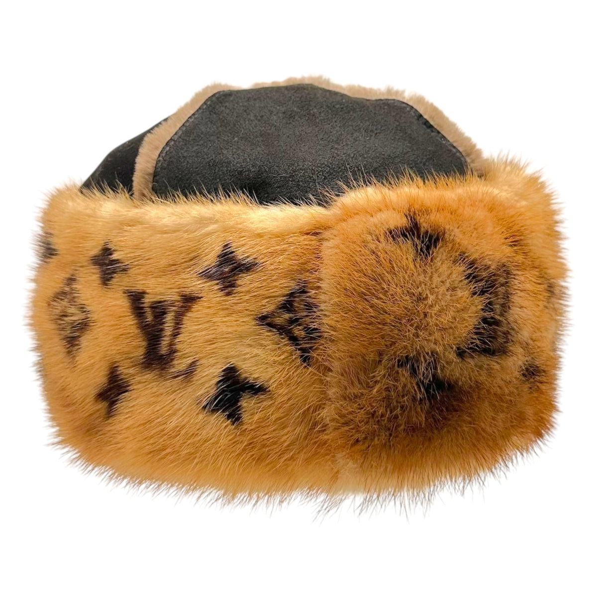 Louis Vuitton Monogram Hat Shearling Mink Fur