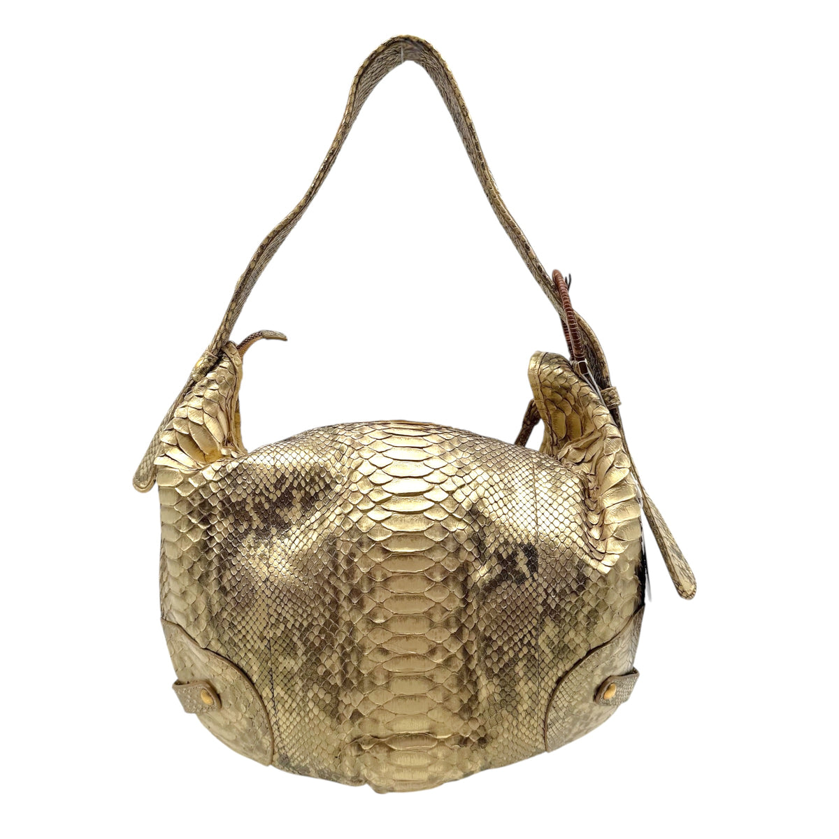 Salvatore Ferragamo Gold Python Hobo Shoulder Bag