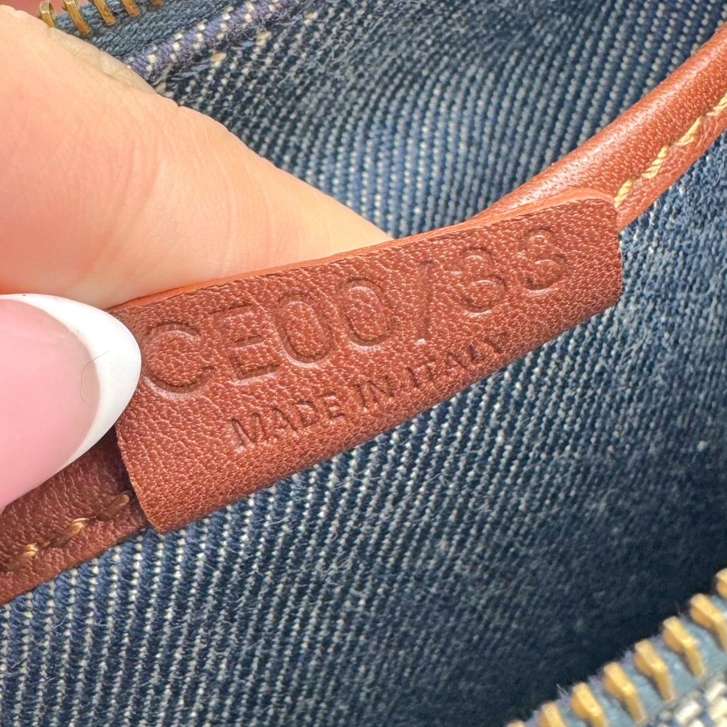 Celine Blue Denim Triomphe Monogram Pochette Bag - Outfit Repeater