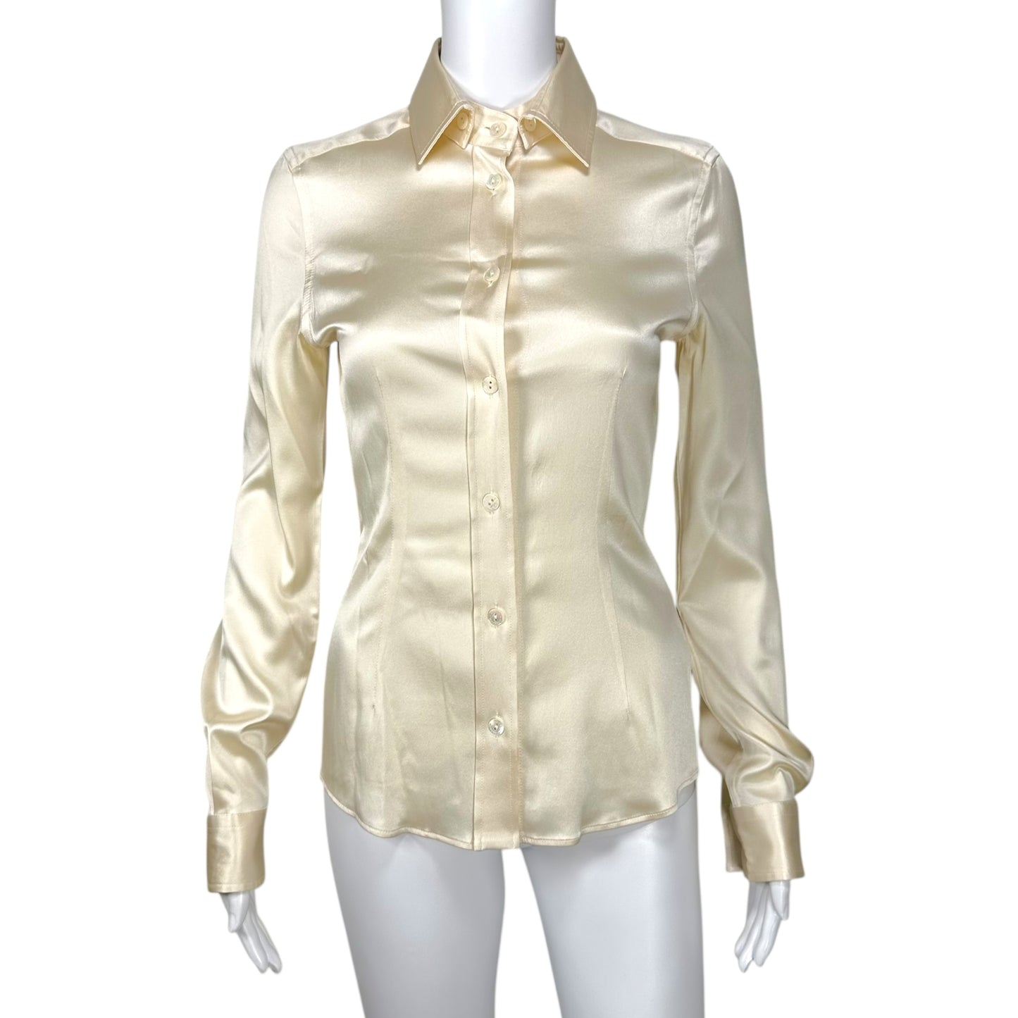 Dolce & Gabbana Cream Silk Button Up Blouse