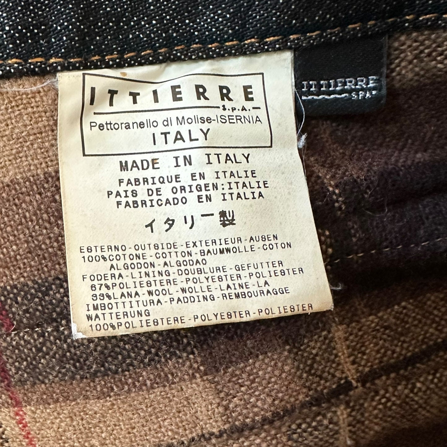 D&G Dolce & Gabbana Plaid Lined Cropped Dark Denim Jacket