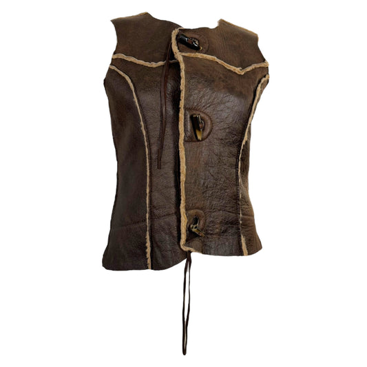 Diesel Brown Shearling Sleeveless Vest