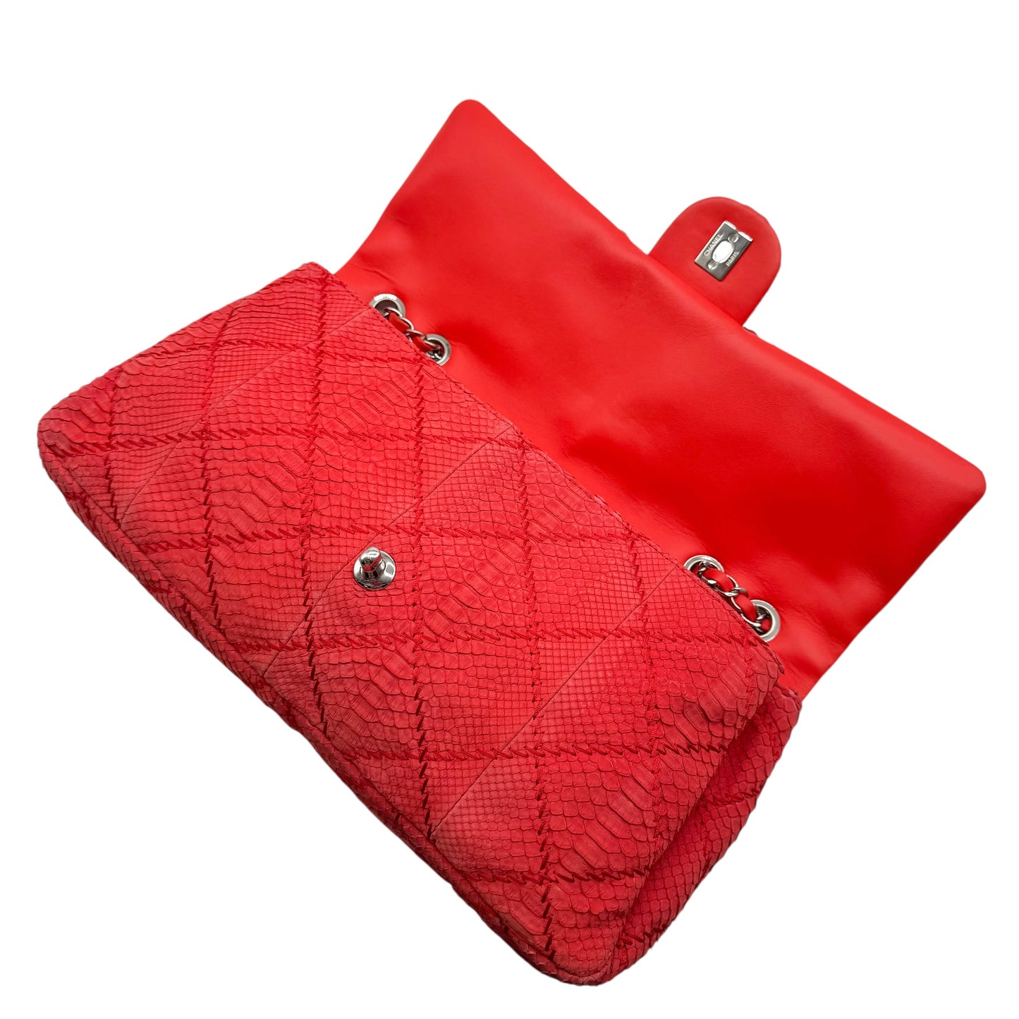 Chanel Red Python Wild Stitch Large Flap Bag
