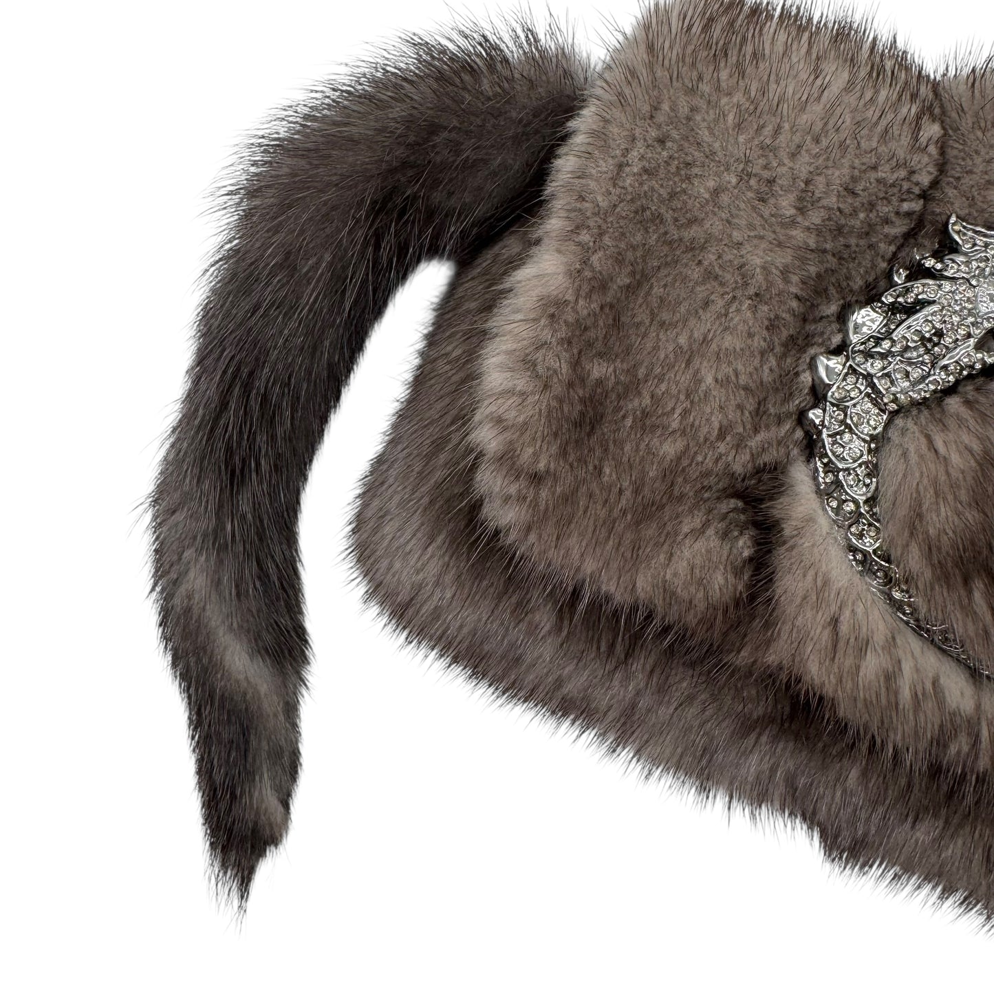 Gucci by Tom Ford Fall 2004 Gray Mink Dragon Clasp Mini Bag RARE - Outfit Repeater