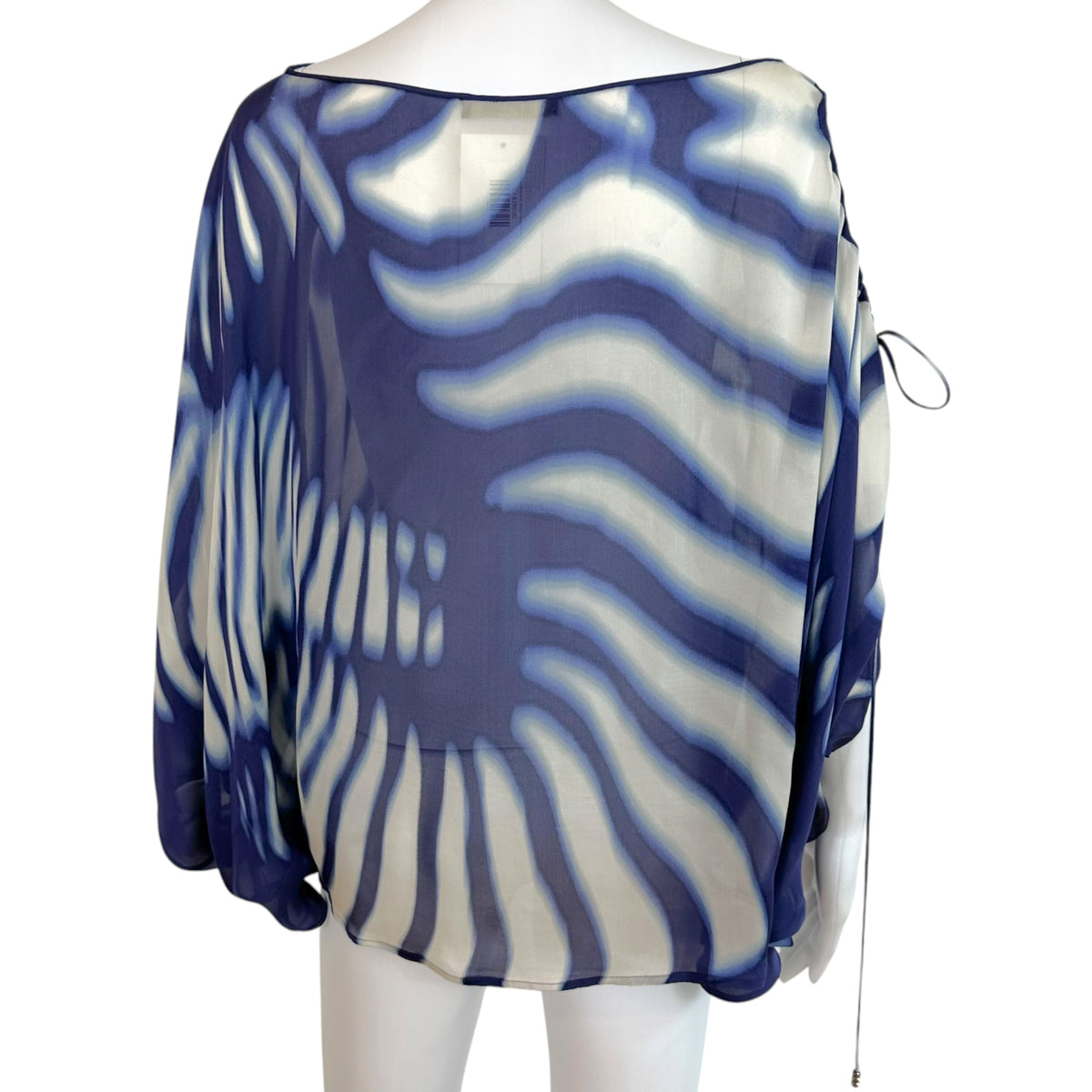 Roberto Cavalli Sheer Silk Asymmetrical Dolman Blouse
