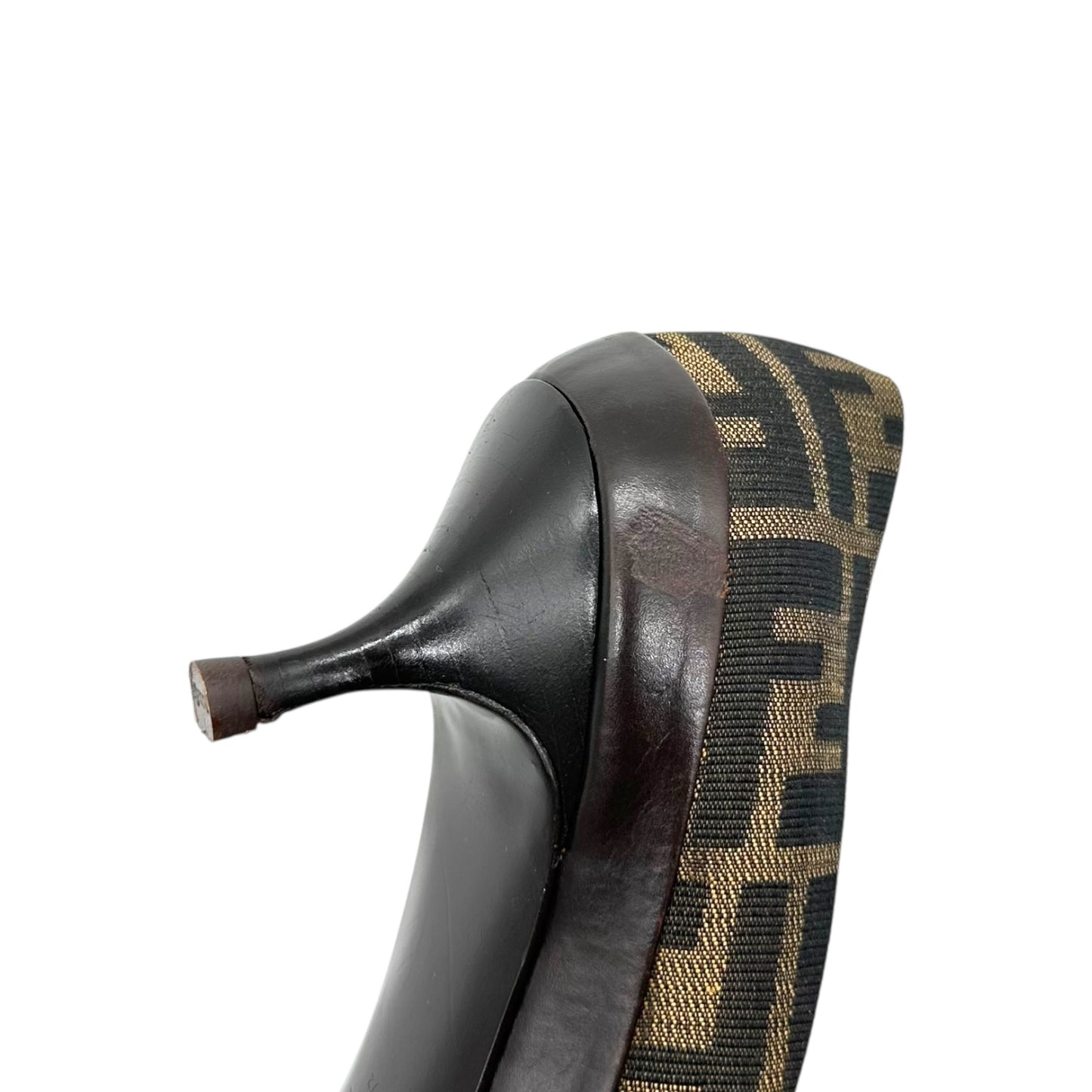 Fendi Brown Zucca Monogram Kitten Heels