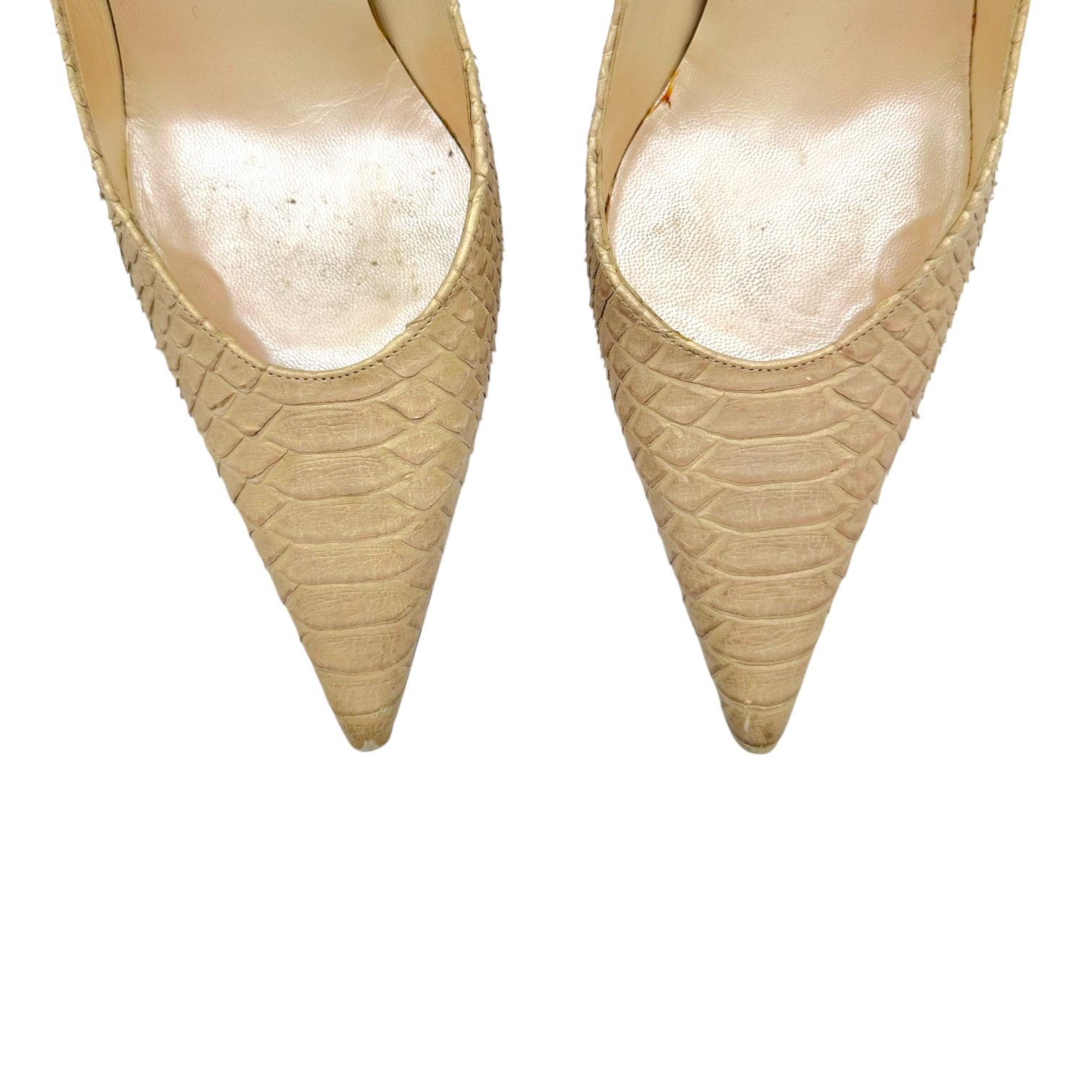 Christian Dior Ivory Snakeskin Pointed Toe Heels