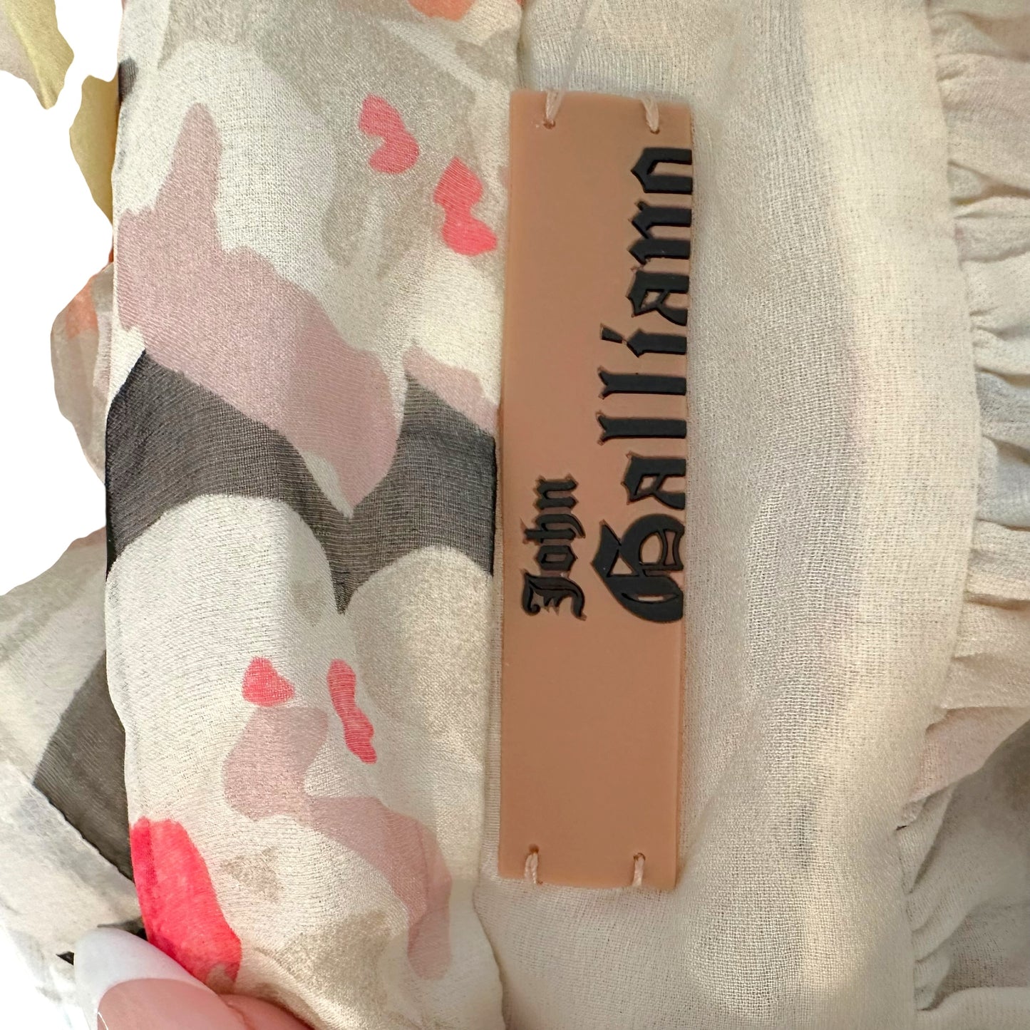 John Galliano Silk Floral Print Midi Skirt