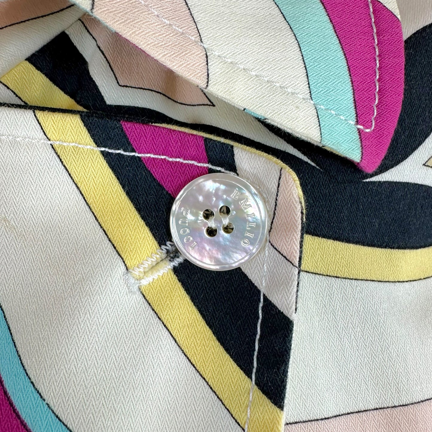 Emilio Pucci Cotton Trench Coat Pink Blue Multi Printed