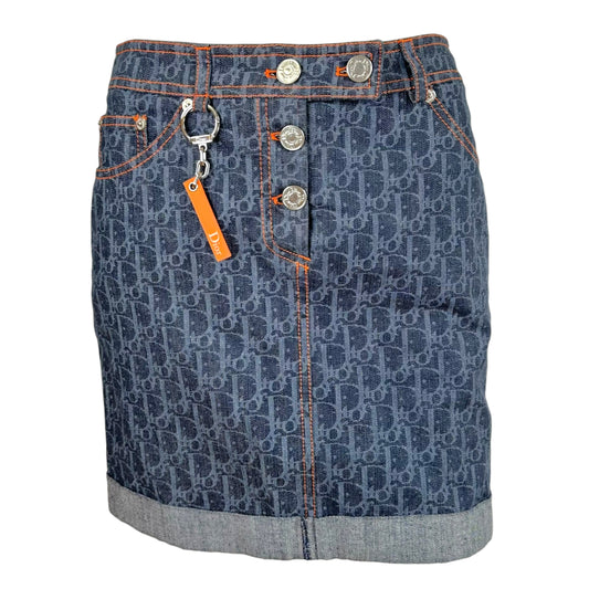 Christian Dior Denim Mini Skirt Trotter Monogram Print
