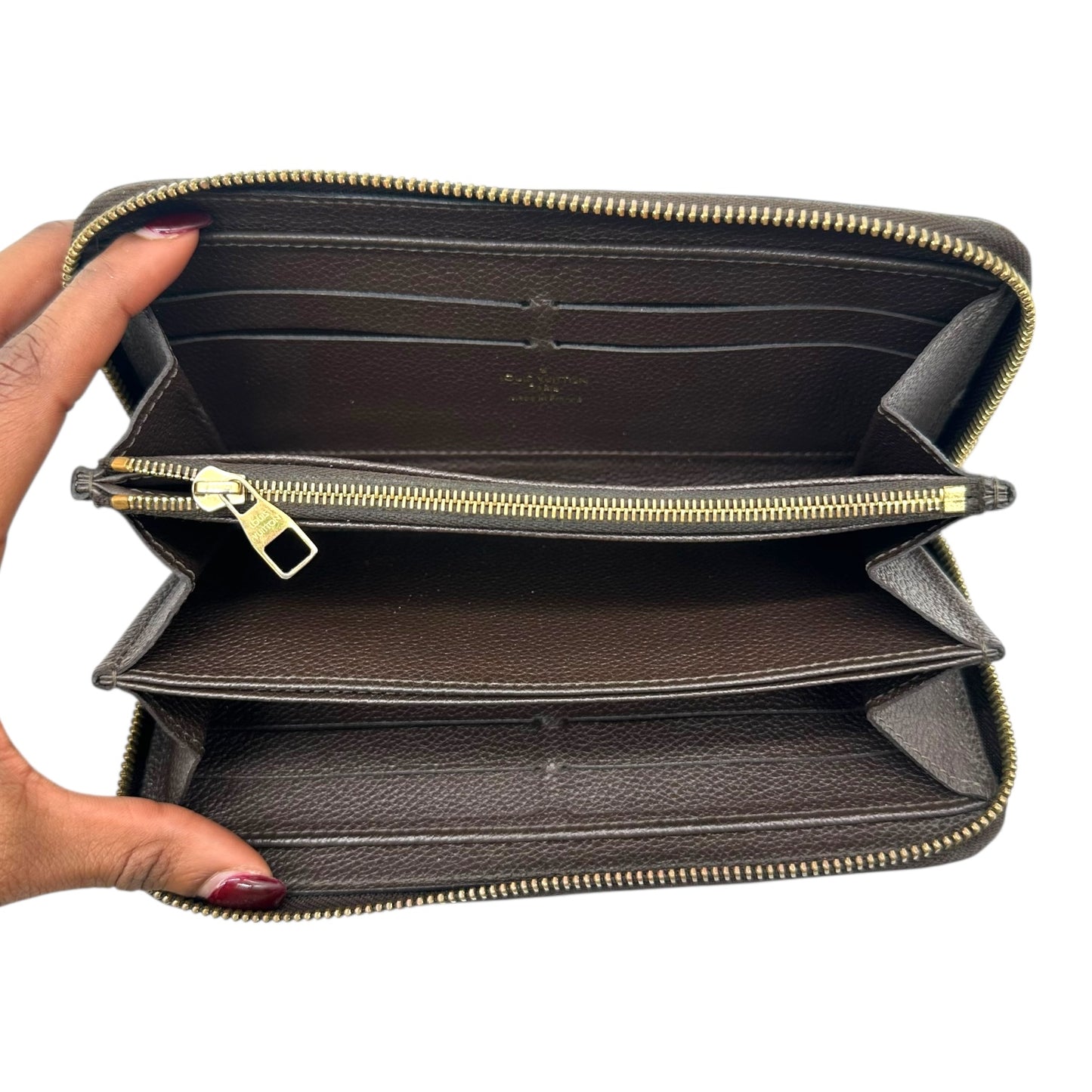 Louis Vuitton Brown Leather Embossed Monogram Zip Long Wallet