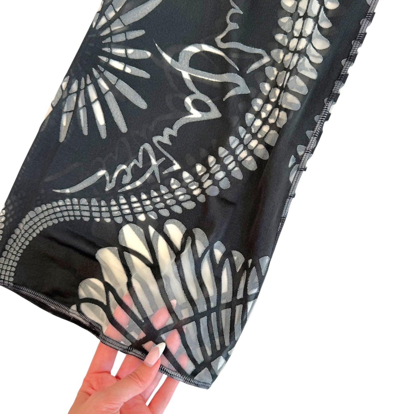 Jean Paul Gaultier Black & Transparent Sheer Mesh Fold-Over Wide Leg Pants