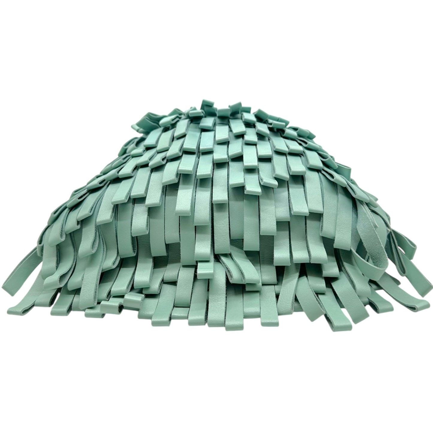 Bottega Veneta Aqua Blue Leather Fringe Drawstring Clutch Bag