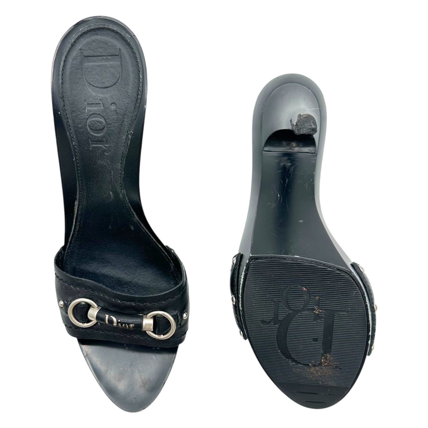 Christian Dior Black Logo Mule Heels