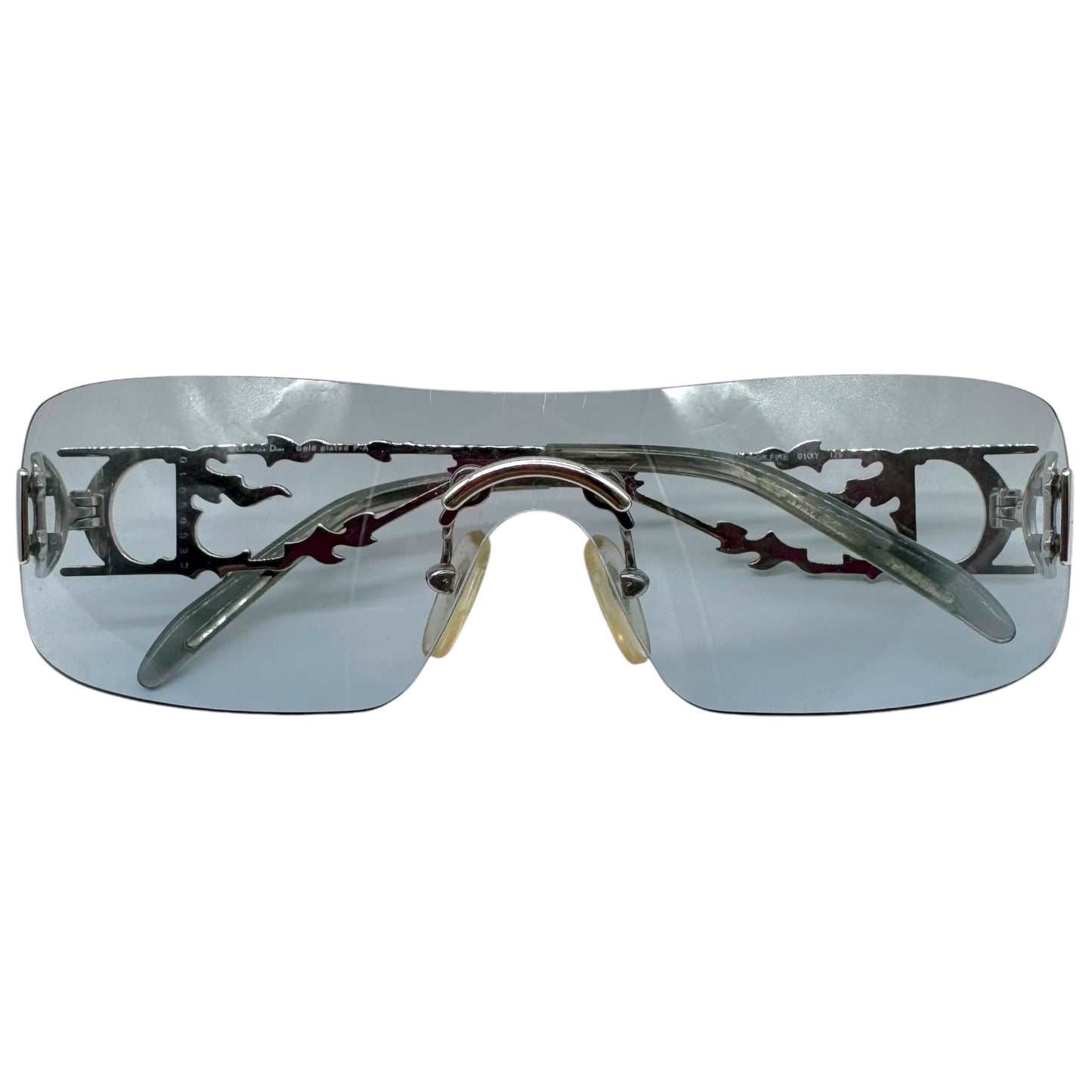 Christian Dior Rimless Shield Sunglasses Light Blue Silver