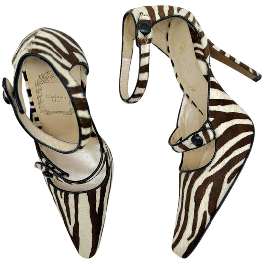 Christian Dior Zebra Print Ponyhair Pointed Toe Heels