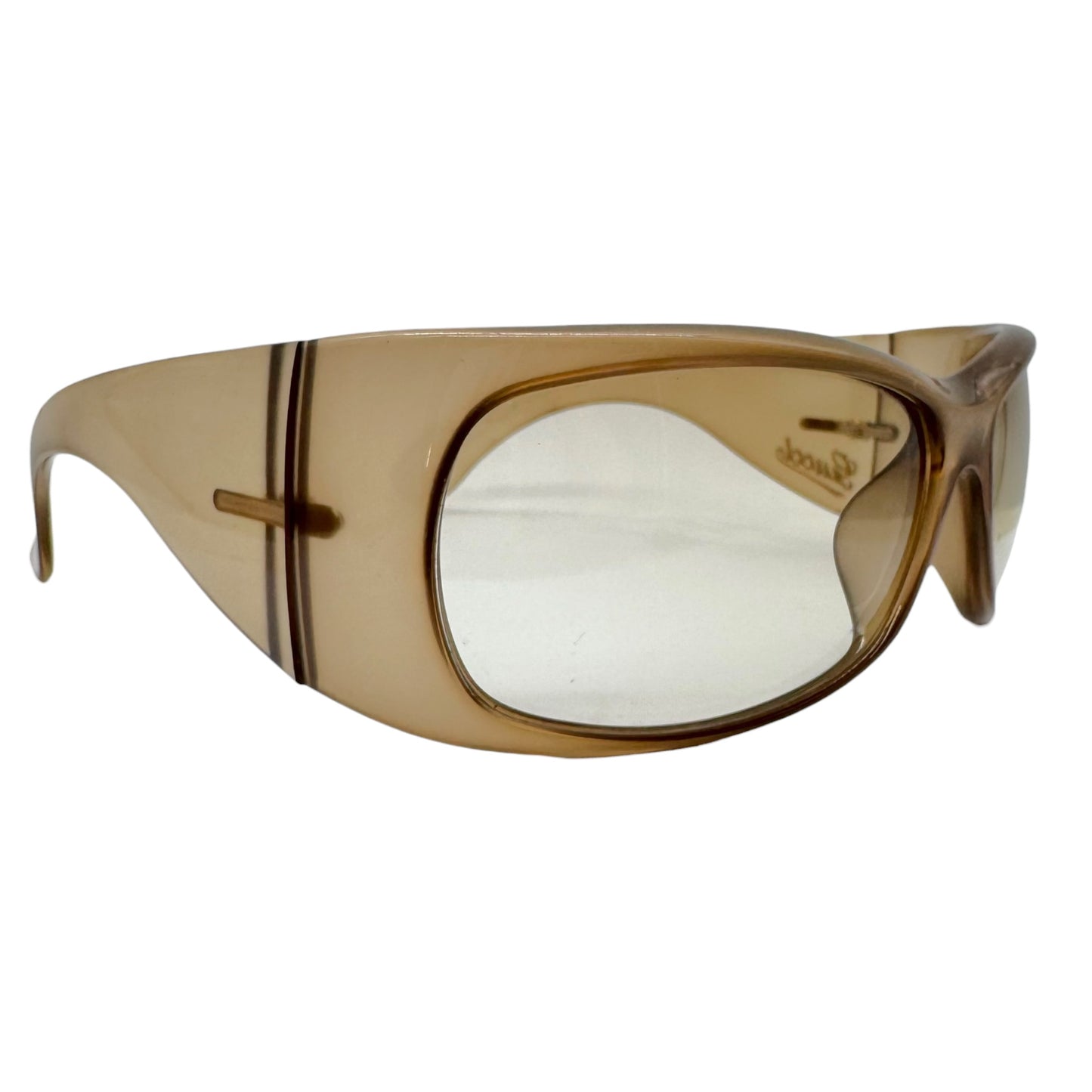 Gucci Light Brown Tinted Clear Lens Wrap Sunglasses GG2962/S