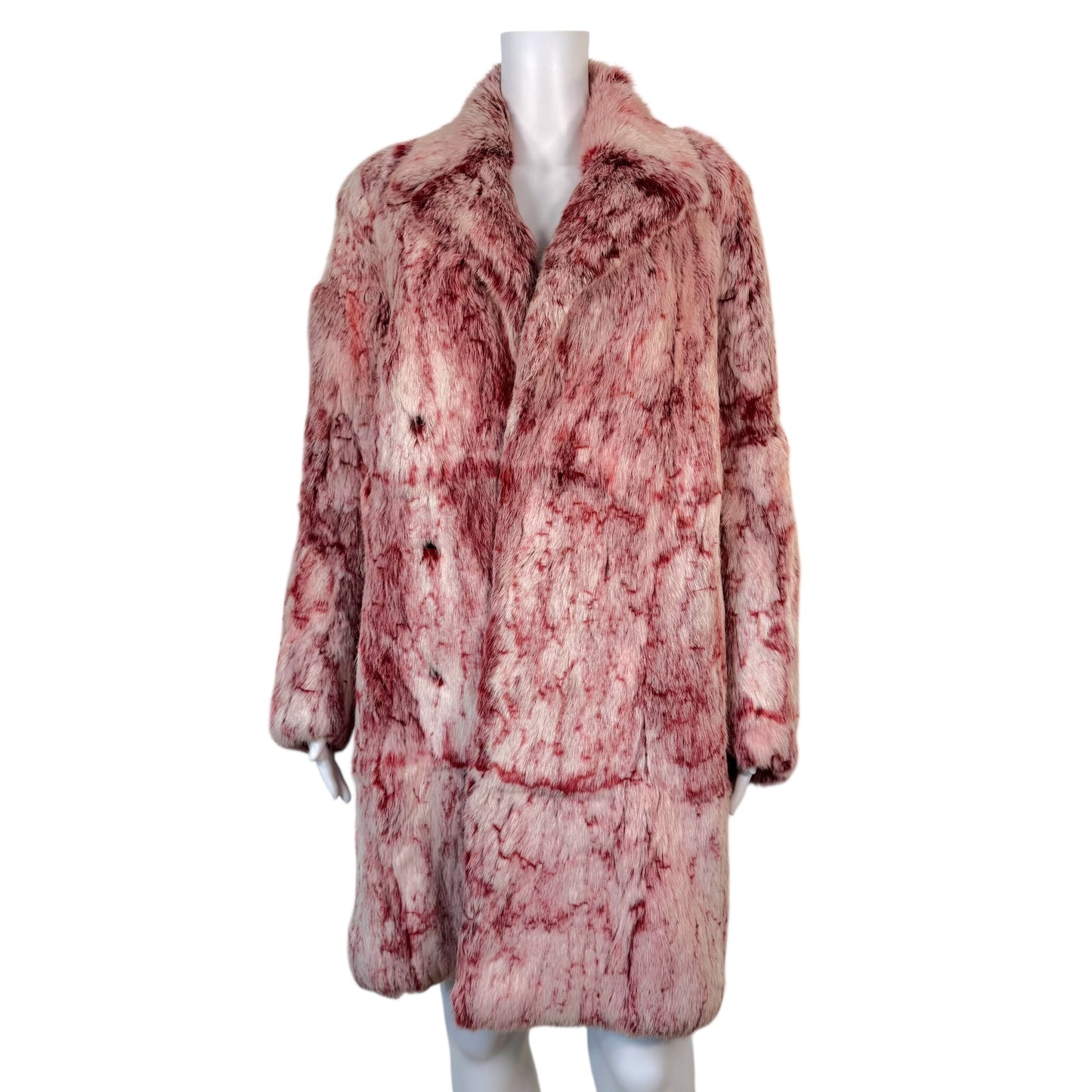 Vintage Pink Rabbit Fur Knee Length Coat - Outfit Repeater