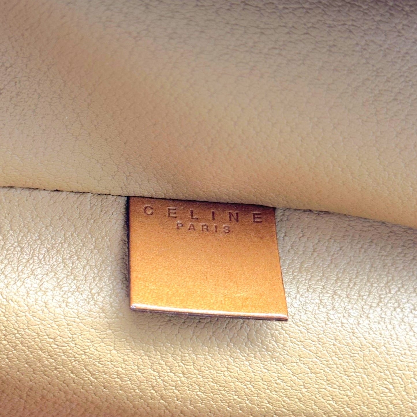 Celine Brown Triomphe Monogram Top Handle Vanity Bag
