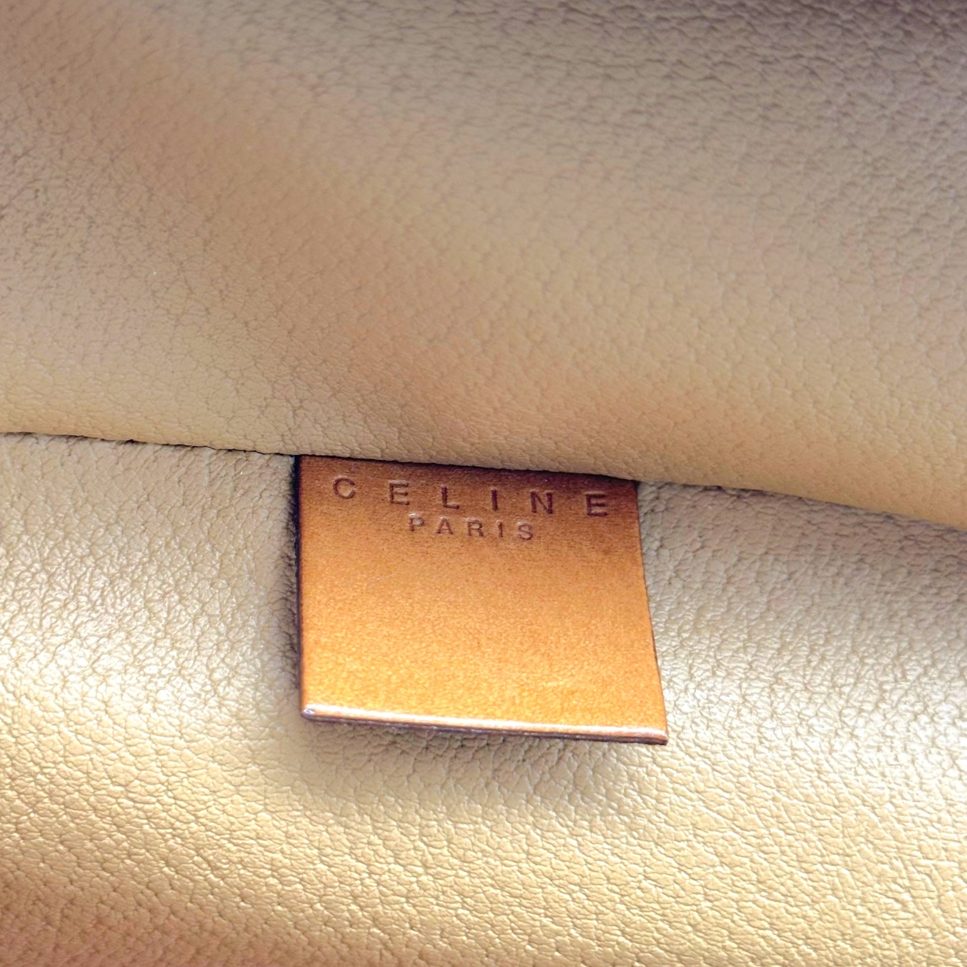 Celine Brown Triomphe Monogram Top Handle Vanity Bag