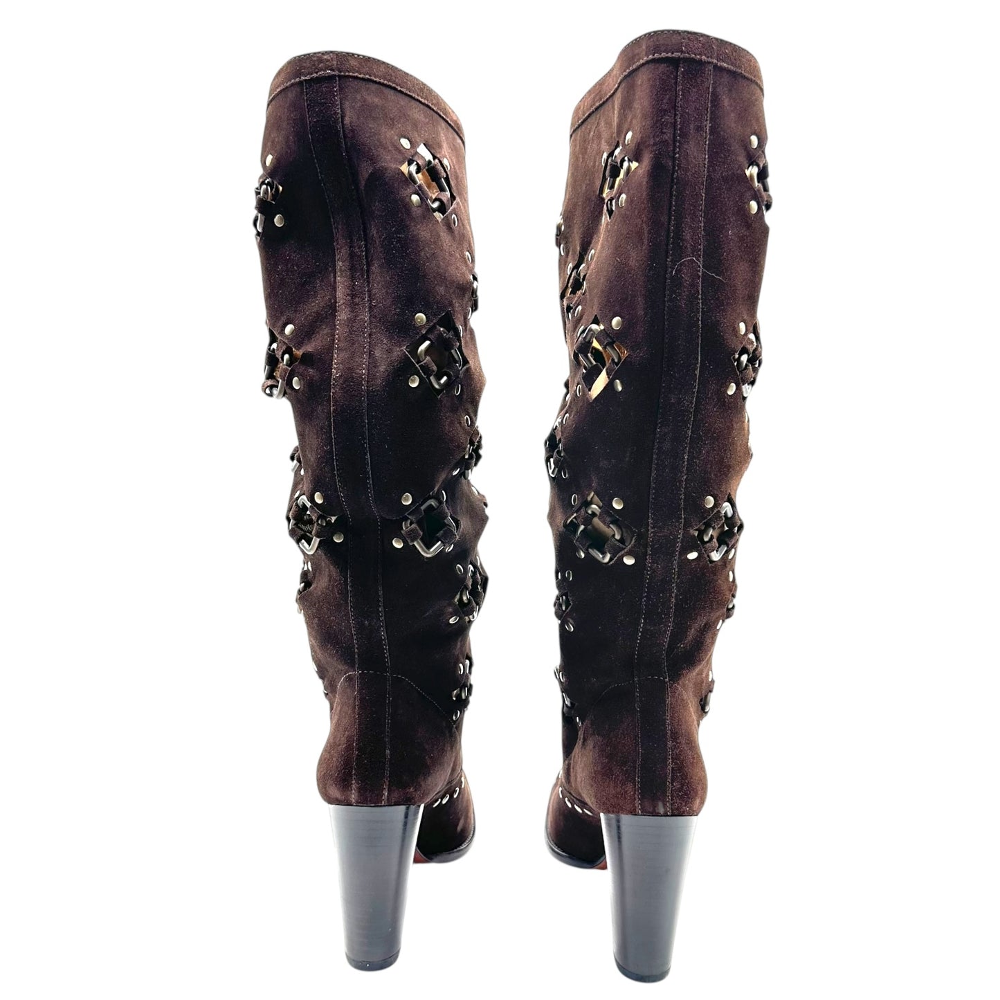 Dolce & Gabbana Brown Suede Cut-Out Heeled Slouch Boots