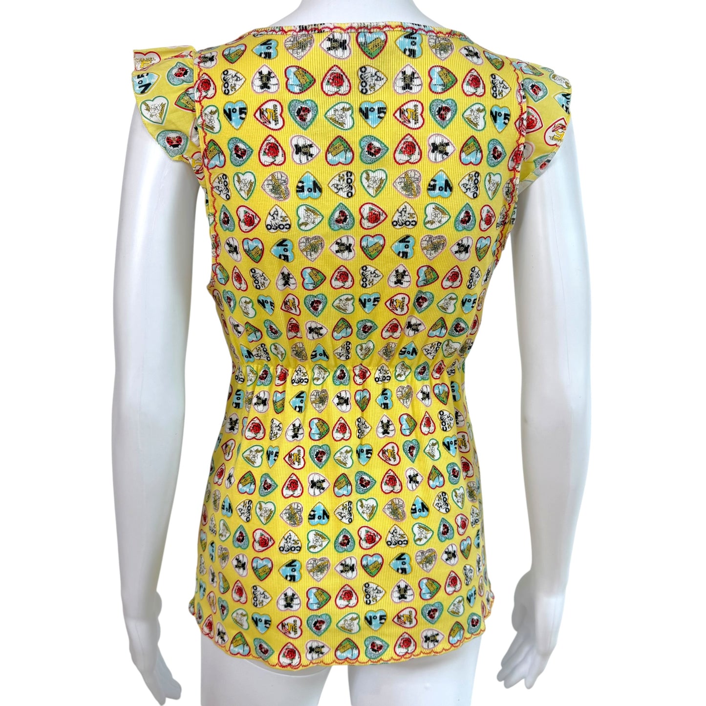 Chanel Spring 2006 Valentines Day Yellow Heart Print Babydoll Top