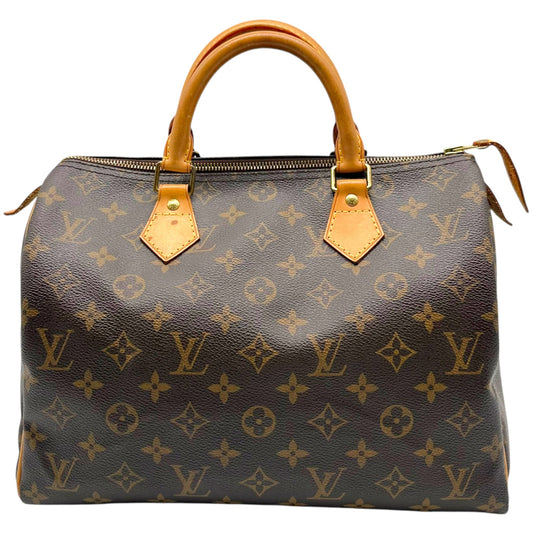 Louis Vuitton Monogram Speedy 30 Handbag Brown Leather