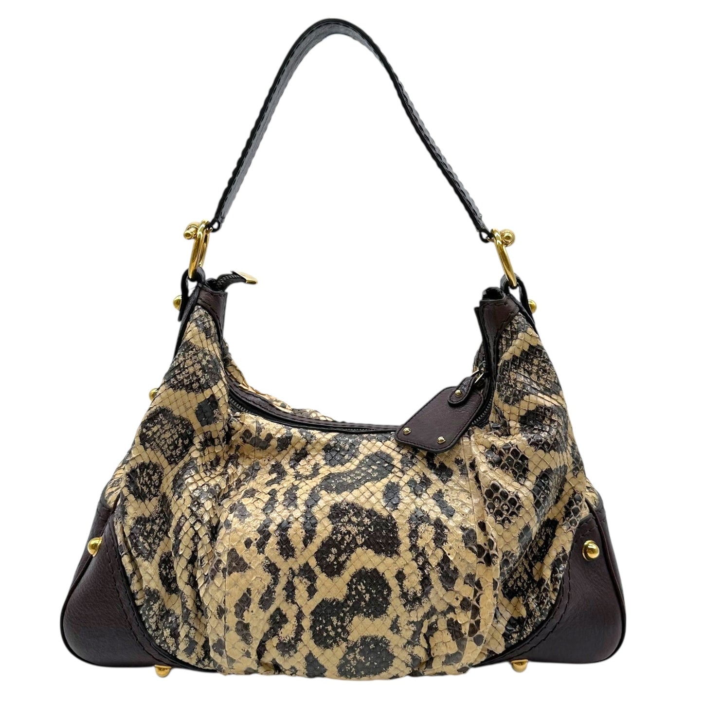 Gucci Brown & Cream Python Shoulder Bag NEW