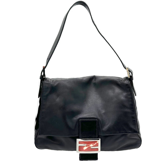 Fendi Black Leather & Stone Mama Baguette Bag