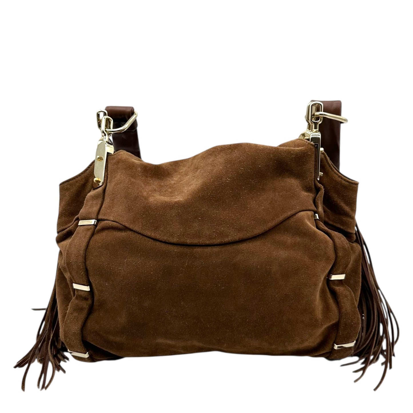 Celine Brown Suede Fringe Trim Shoulder Bag