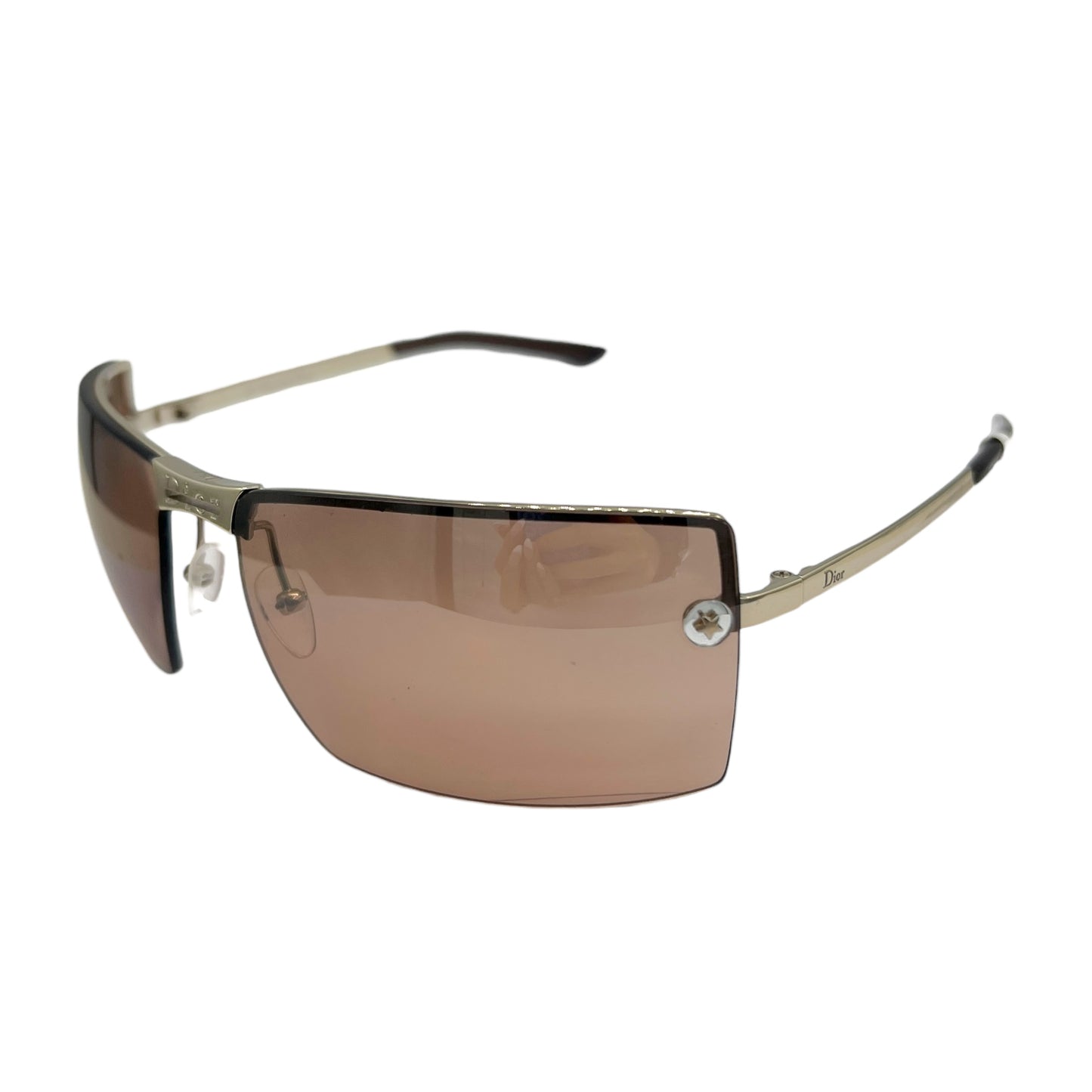 Christian Dior Adiorable2 Brown & Silver Rimless Rectangle Sunglasses