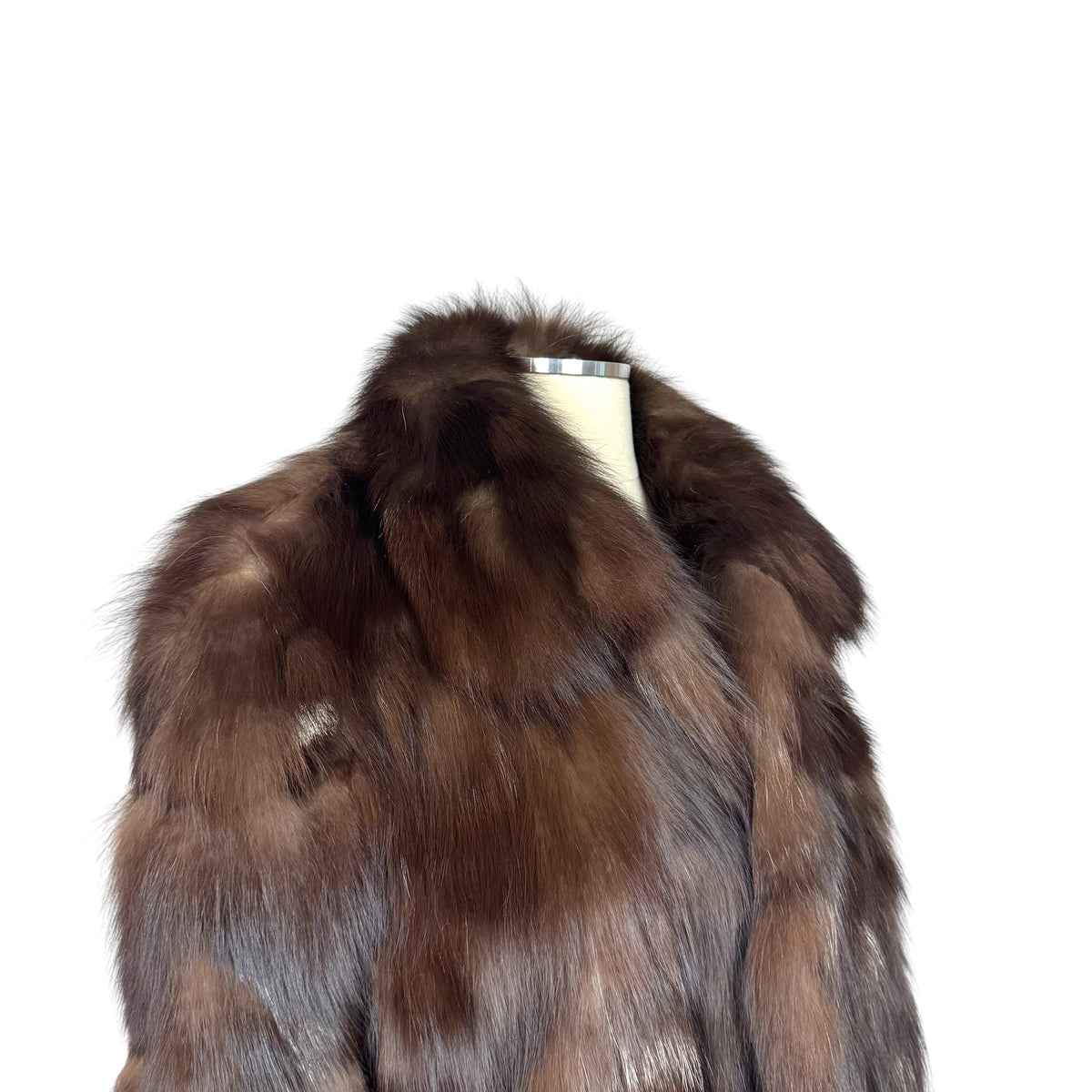 Brown Fox Fur Coat Full-Length Vintage Early 2000s