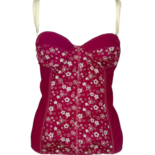 D&G Dolce & Gabbana Berry Pink Floral Corset Top