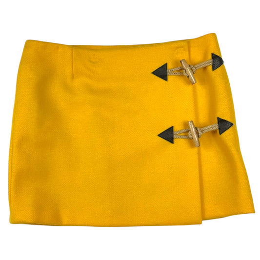 Dolce & Gabbana Yellow Wool Toggle Closure Mini Skirt