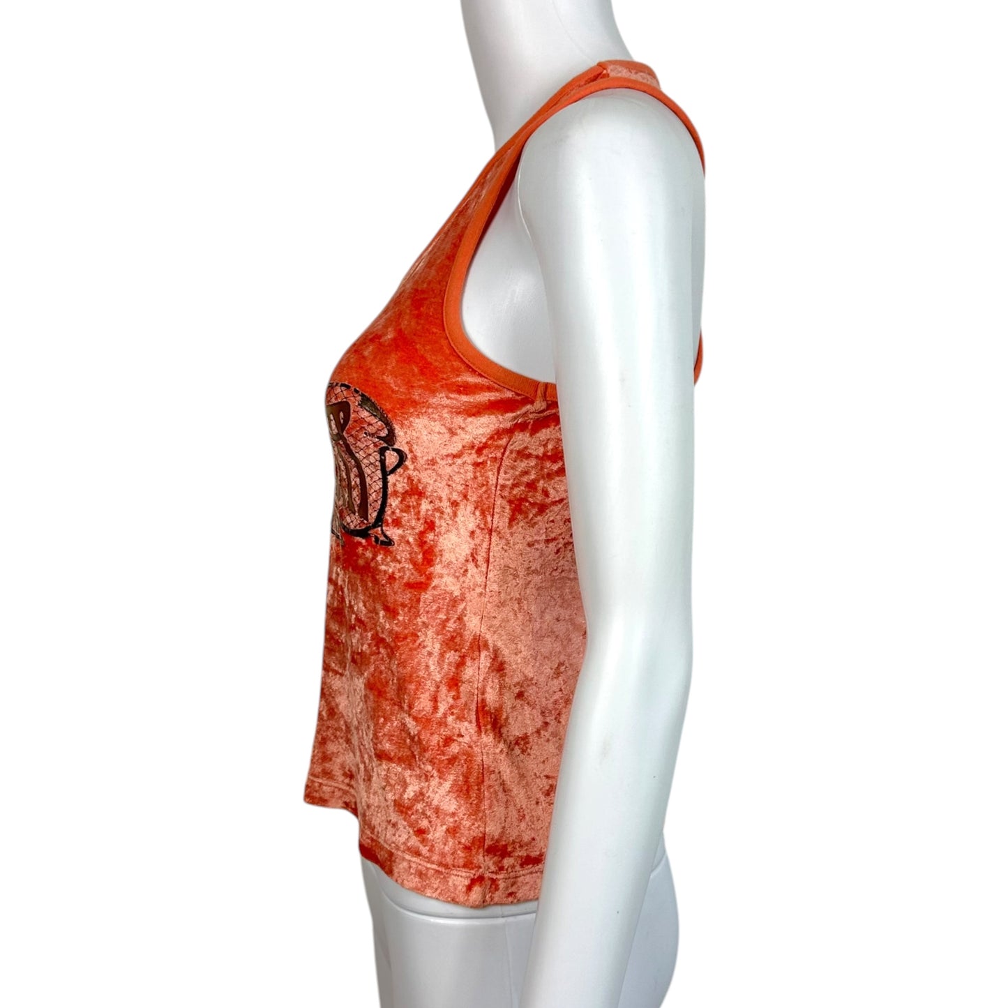 D&G Dolce & Gabbana Freedom Graphic Orange Velvet Tank