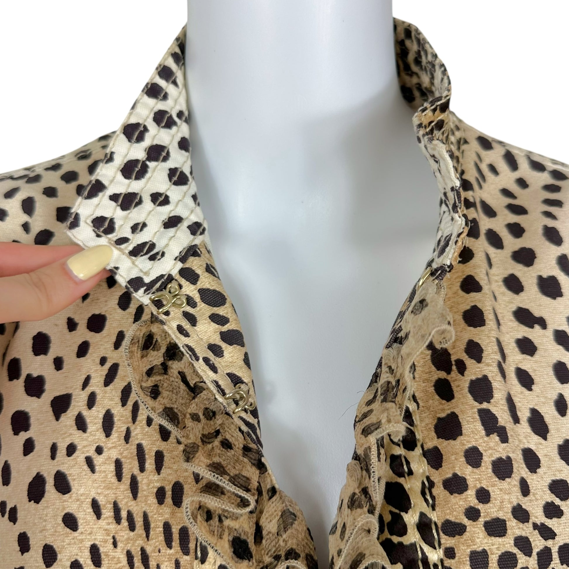Roberto Cavalli 2005 Leopard Print Silk Ruffle Trim Jacket - Outfit Repeater