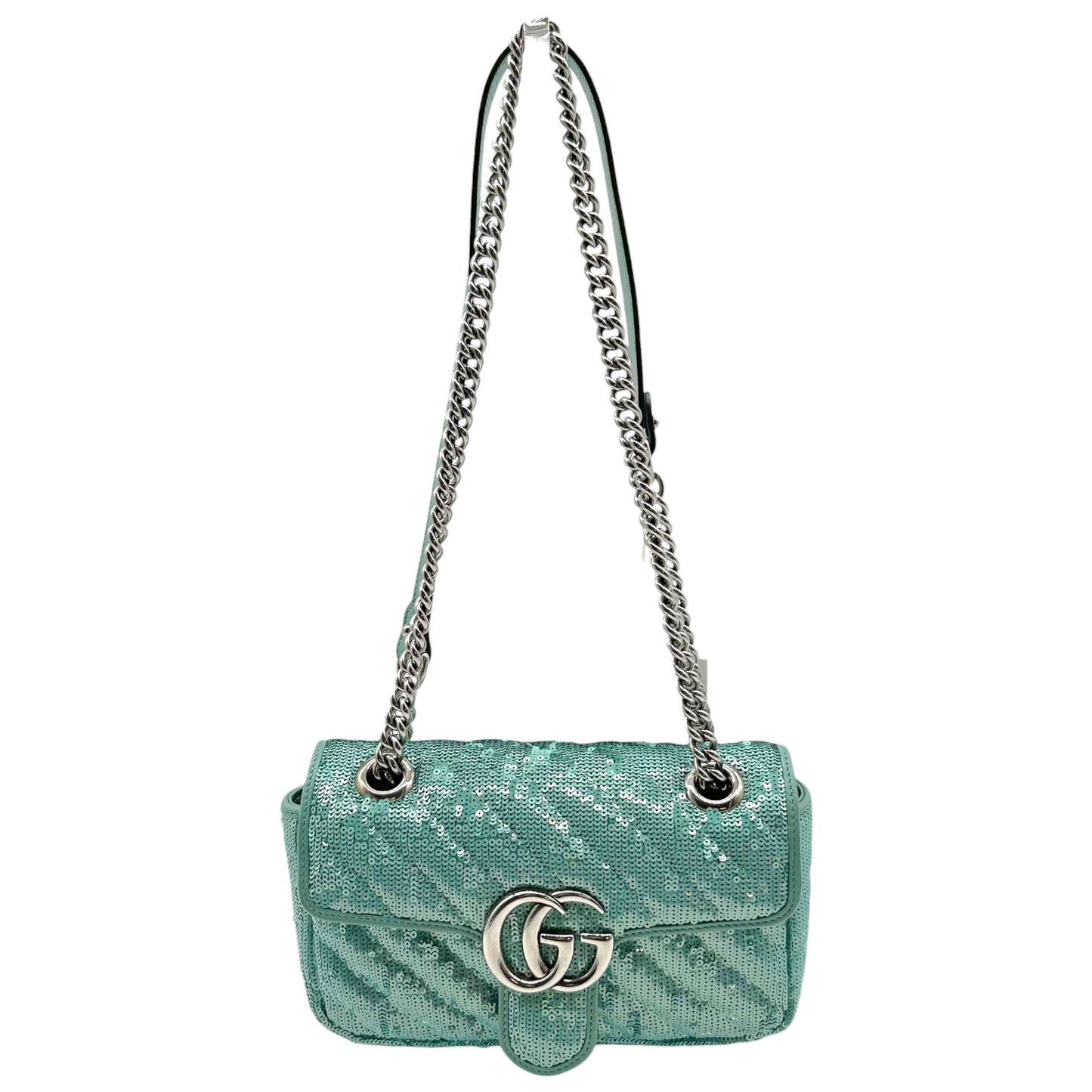 Gucci Small Marmot Shoulder Bag Turquoise Sequin