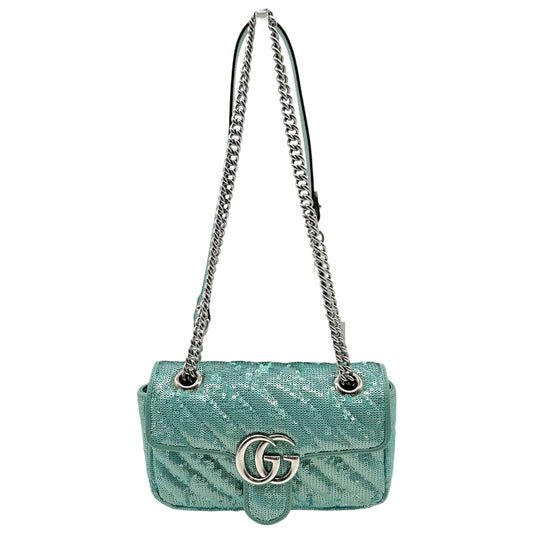 Gucci Small Marmot Shoulder Bag Turquoise Sequin
