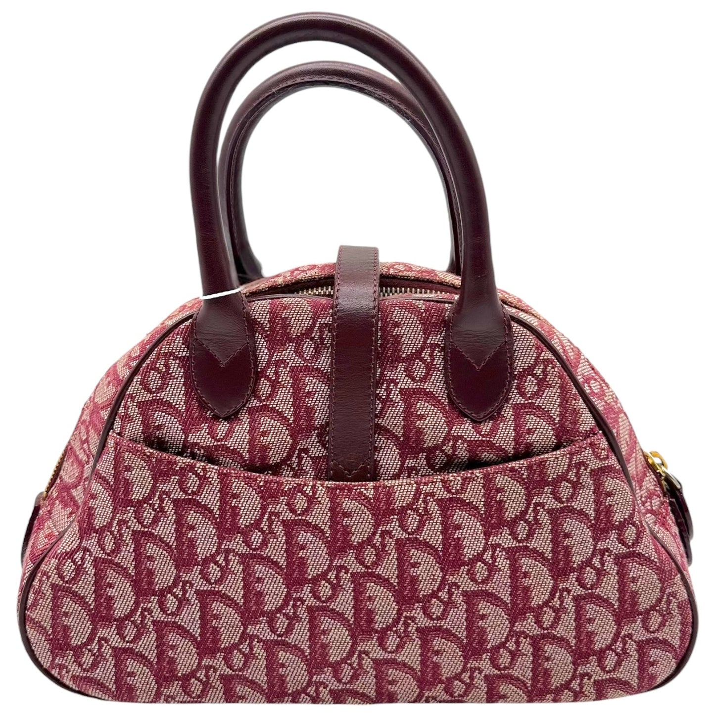 Christian Dior Burgundy Trotter Monogram Small Double Saddle Bowler Handbag