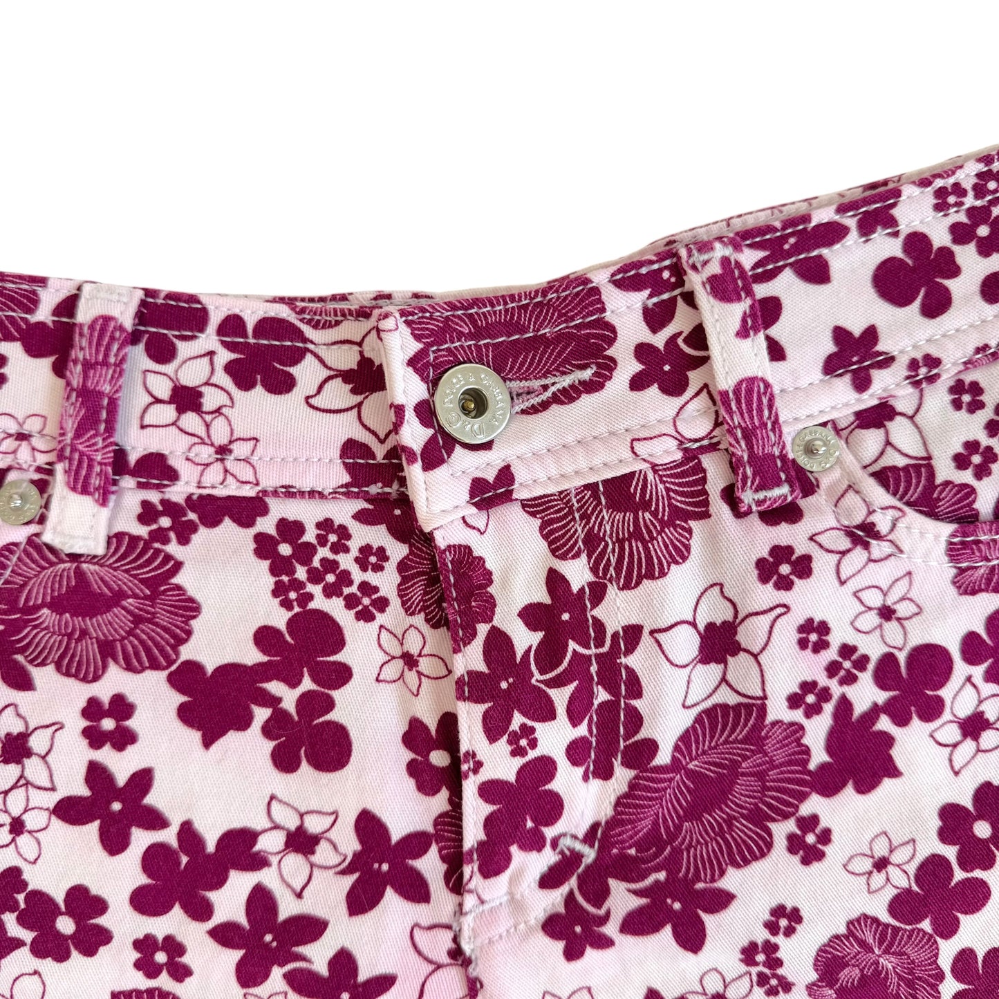 D&G Floral Print Mini Shorts Purple White